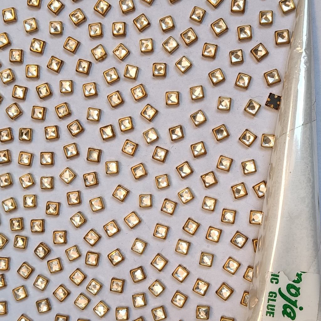 VDEAL BEADS kundan square shaped kundan pack of 800 pcs size=4X4mm with fabric glue