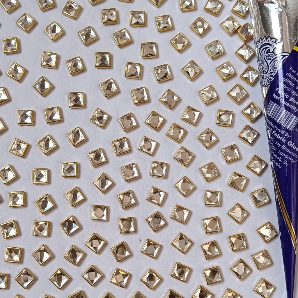 VDEAL BEADS square shaped kundan 400 pcs size = 6x6mm with fabric glue