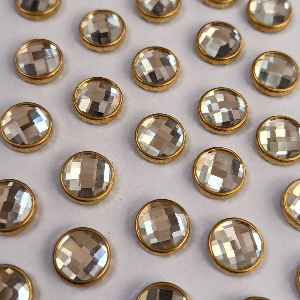 VDEAL BEADS 100pcs of 10mm round kundan with fabric glue