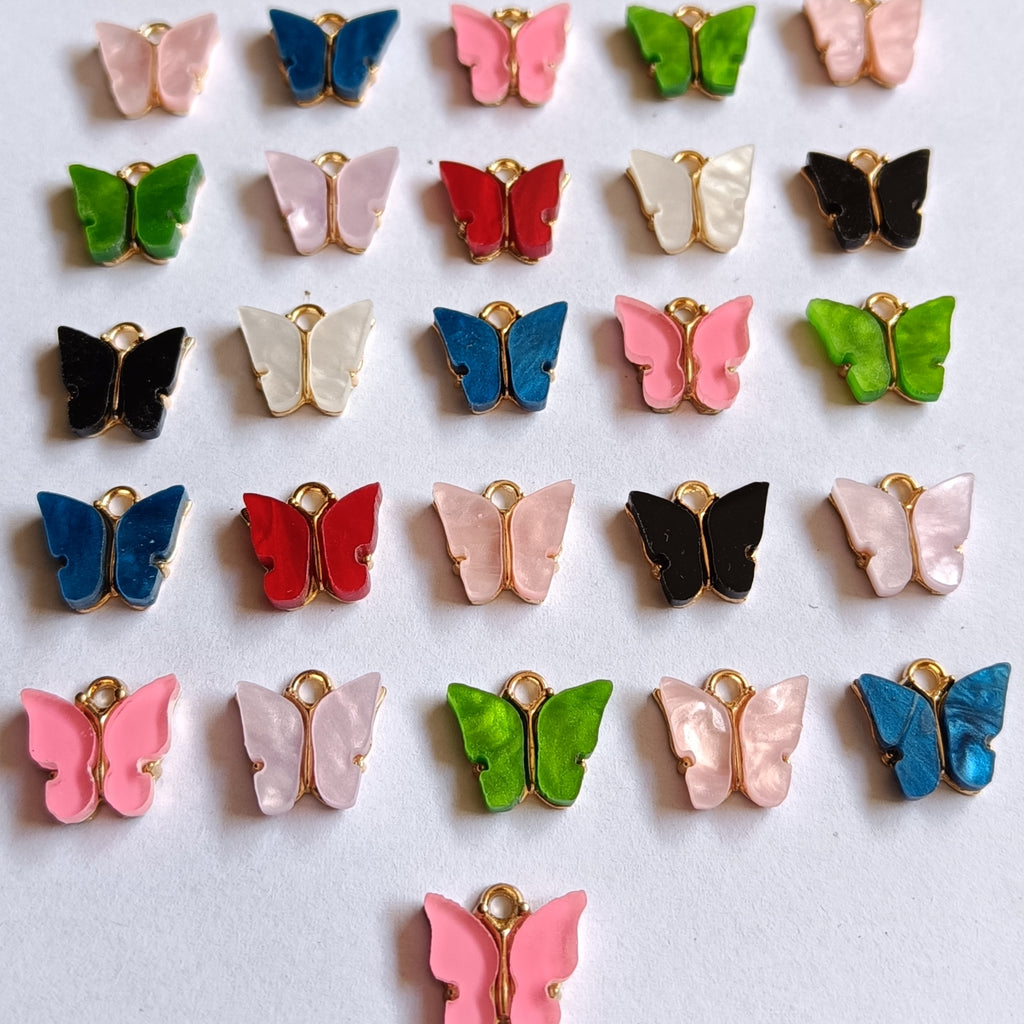 VDEAL BEADS BUTERFLY CHARM 24PCS WITH 24 GOLDEN JUMP RINGS