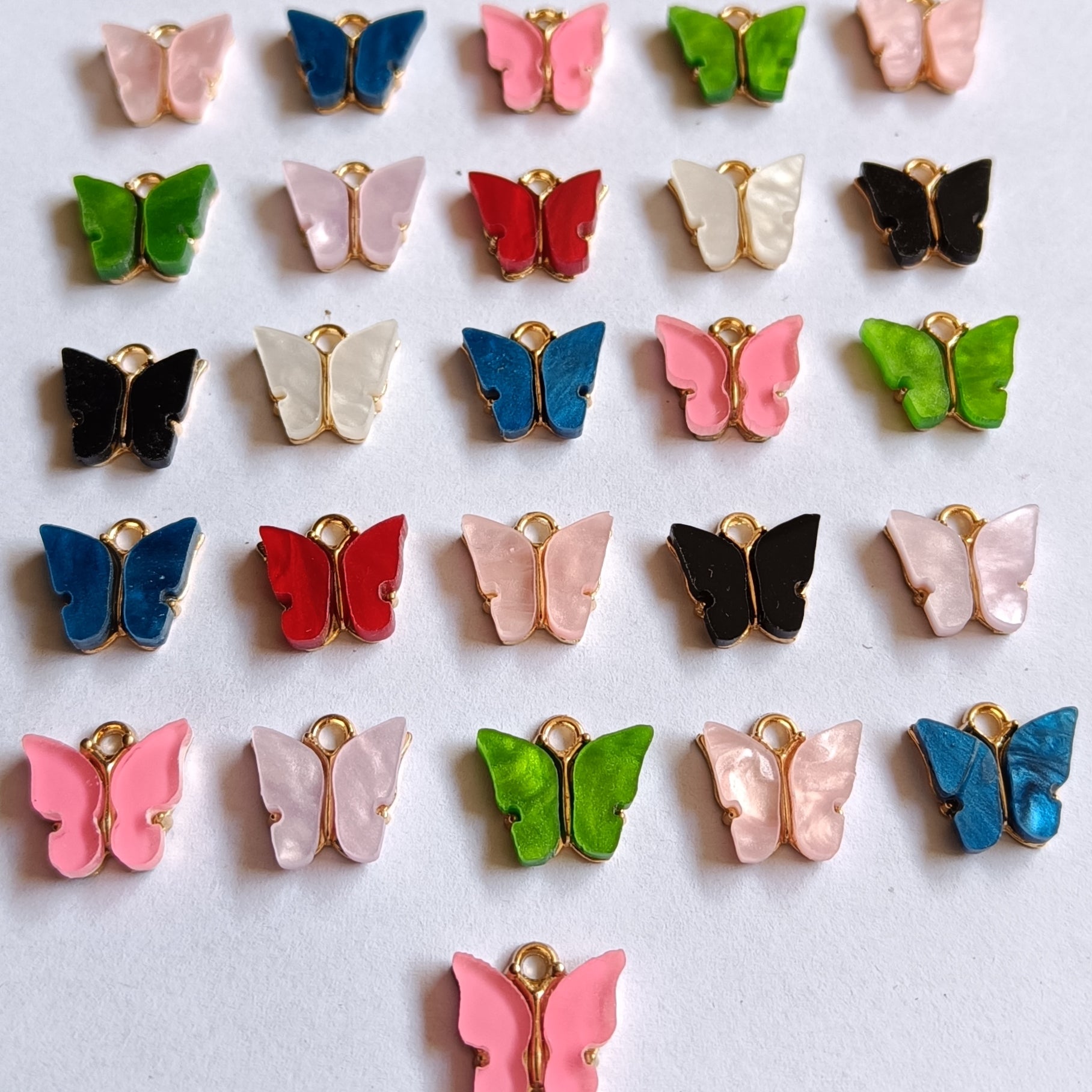 VDEAL BEADS BUTERFLY CHARM 24PCS WITH 24 GOLDEN JUMP RINGS