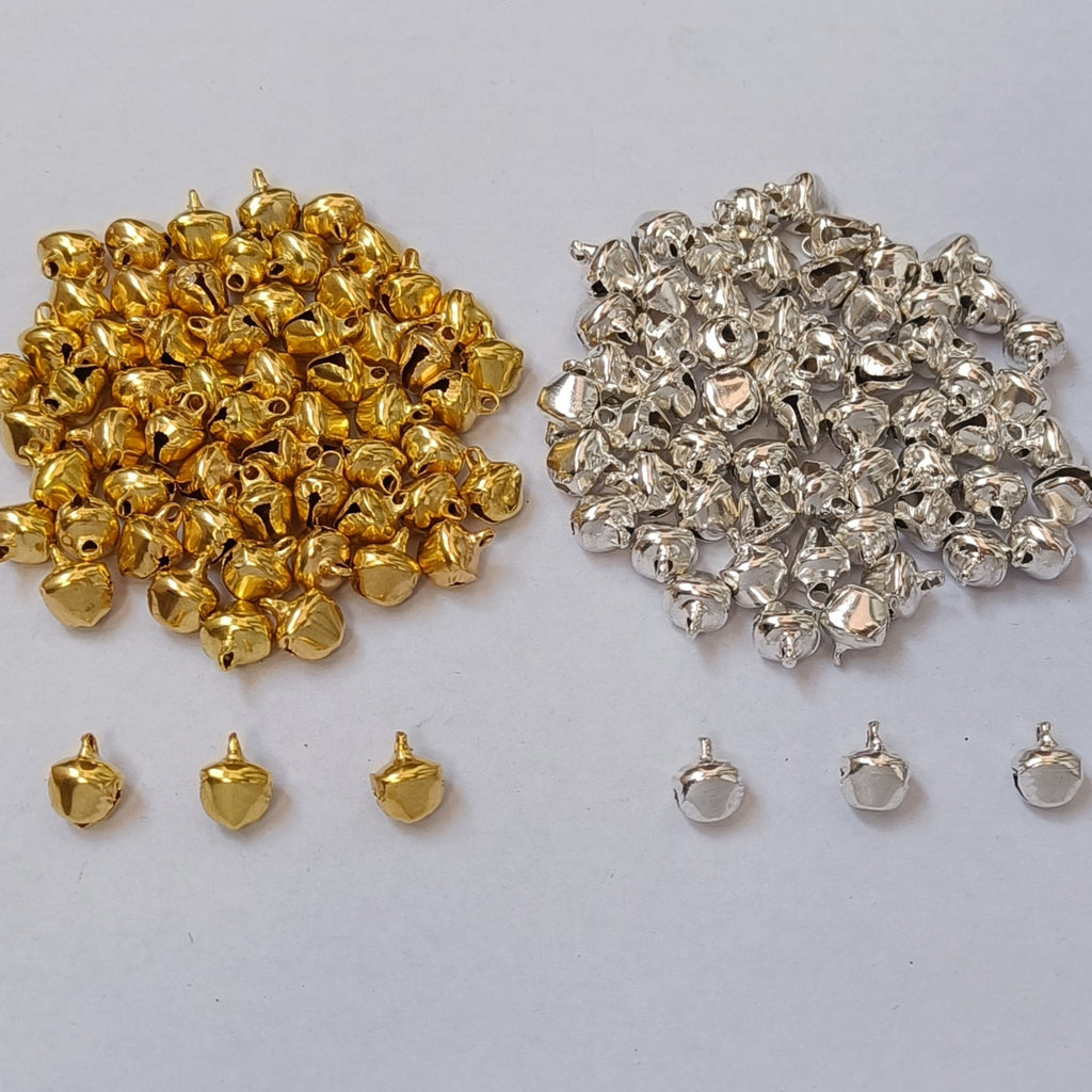 VDEAL BEADS 250pcs of golden ghungroo + 250pcs of silver ghungroo size: 8mm