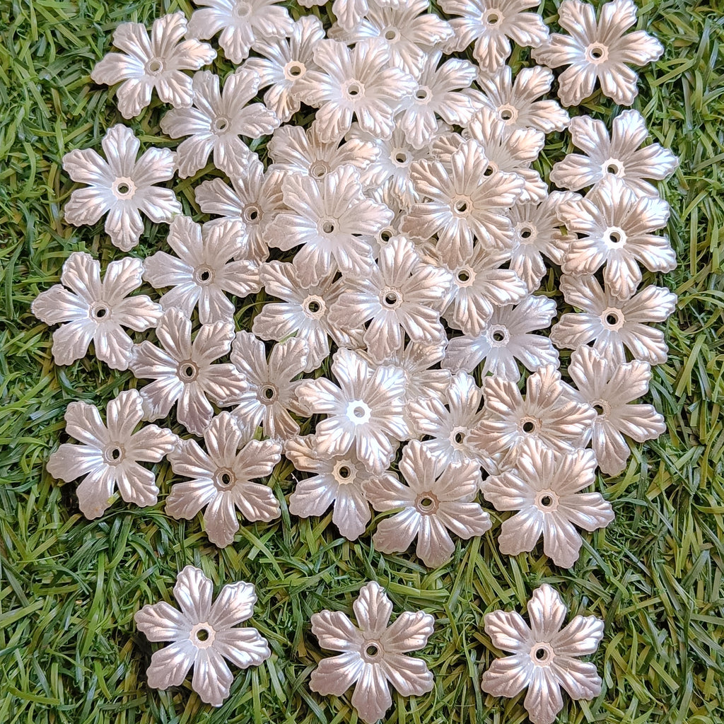 VDEAL BEADS , 200PCS of 25mm creamy white pearl artificial flower beads, artificial flower, plastic flower bead,