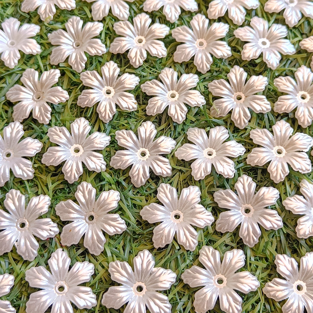 VDEAL BEADS , 200PCS of 25mm creamy white pearl artificial flower beads, artificial flower, plastic flower bead,