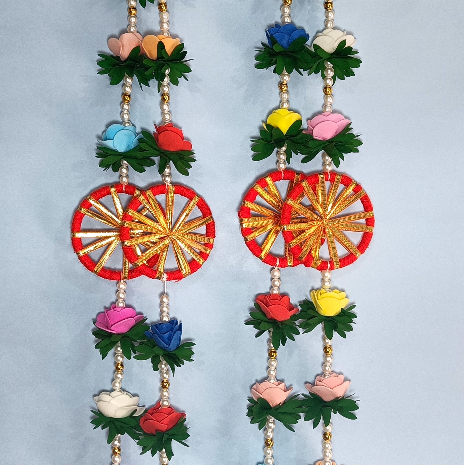 vdeal door hanging Pack of 4 Decorative Artificial Flower Toran with Golden Bells for Door Hanging – 30 Inch Multicolor