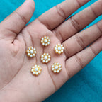 VDEAL BEADS 250pcs of 10mm pearl flower shaped motifs with glue