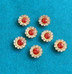 VDEAL ONLINE | Red Stone Studded Flower Buttons 10mm (2000 pcs) | VDEAL Online