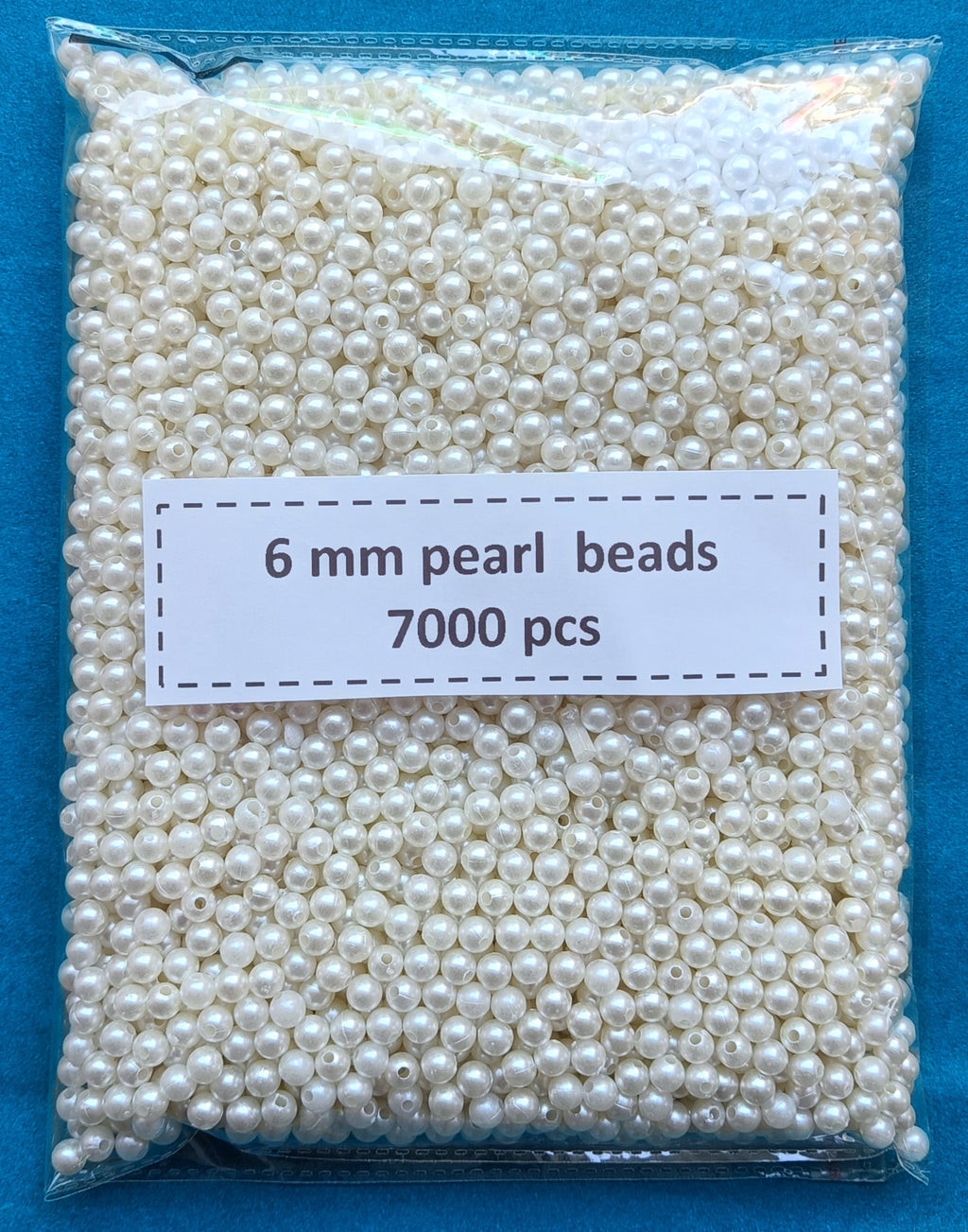 VDEAL BEADS | 6mm Pearl Beads – Pack of 7000 Pcs | White Round Loose Beads for Jewelry Making, Craft & DIY Projects