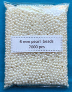 VDEAL BEADS | 6mm Pearl Beads – Pack of 7000 Pcs | White Round Loose Beads for Jewelry Making, Craft & DIY Projects