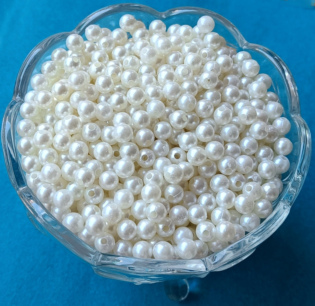 VDEAL BEADS | 6mm Pearl Beads – Pack of 7000 Pcs | White Round Loose Beads for Jewelry Making, Craft & DIY Projects