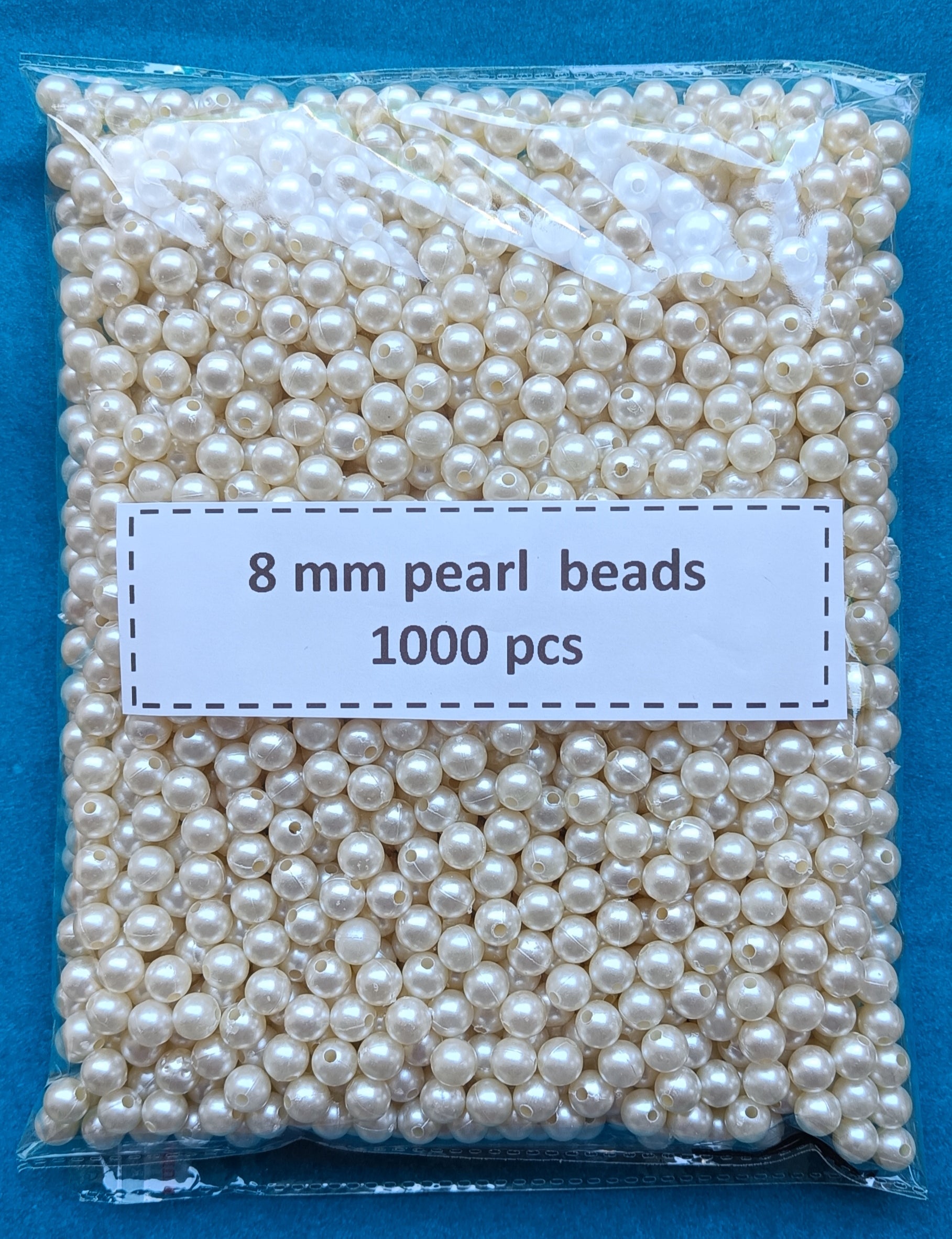 VDEAL beads 8mm Pearl Beads – Pack of 1000 Pcs | White Round Loose Beads for Jewelry Making, Crafts & DIY
