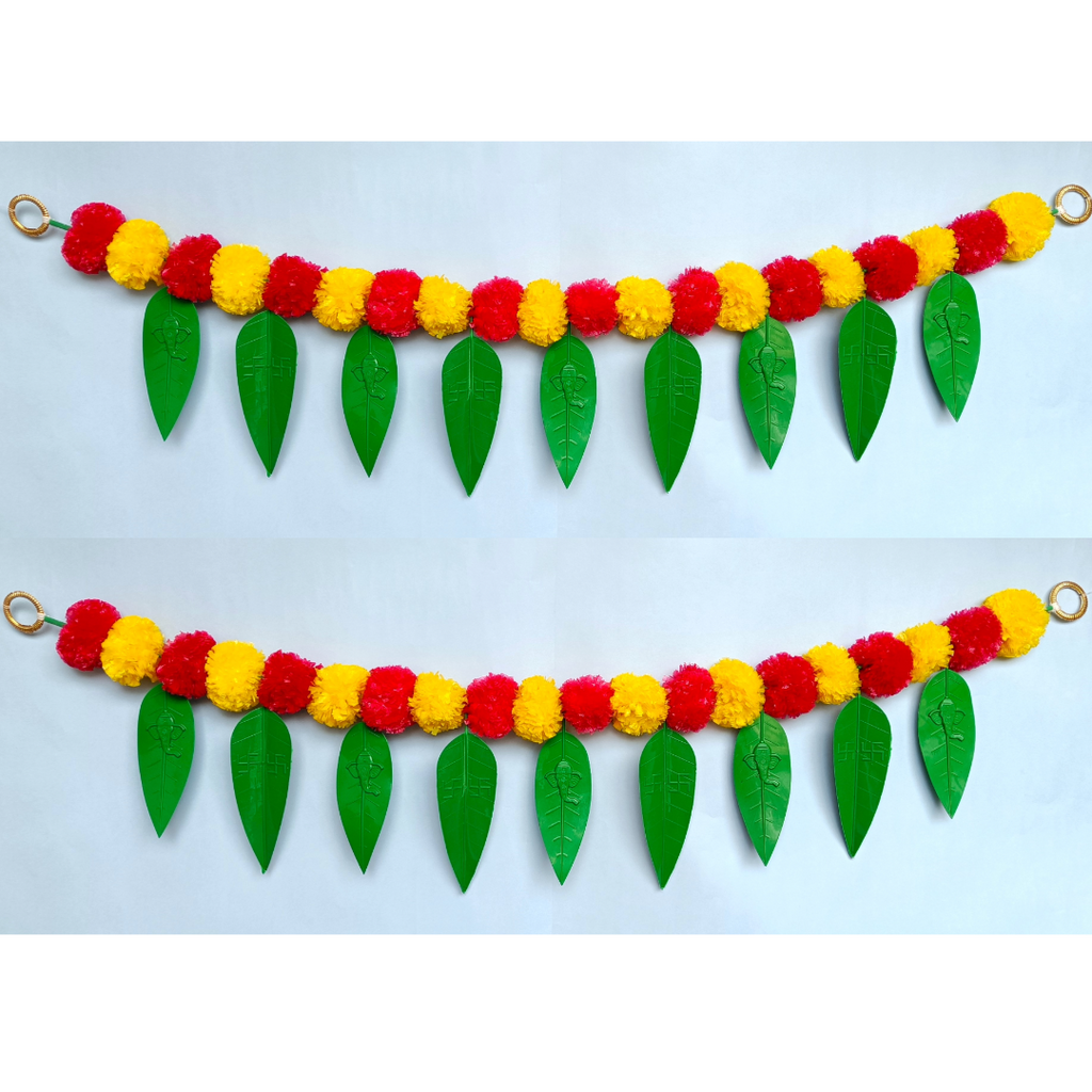 vdeal toran pack of 2 , Artificial Marigold Flower Door Toran with Mango Leaves & Ganeshh Ji Design – Pack of 2