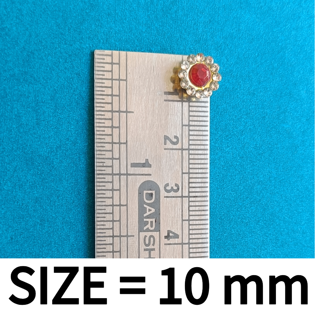 VDEAL ONLINE | Red Stone Studded Flower Buttons 10mm (2000 pcs) | VDEAL Online